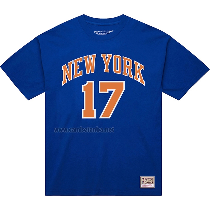 Camiseta Corta Manga New York Knicks Jeremy Lin NO 17 Azul